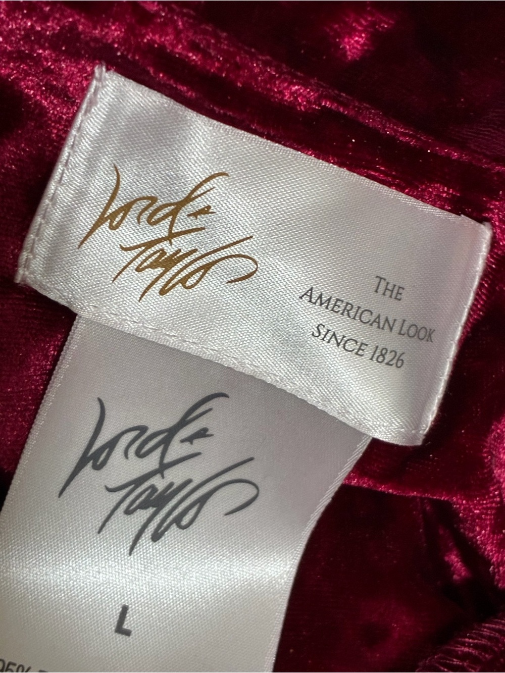 Lord & Taylor Large Pajama Set Velvet Crushed Velveteen Red Sleep Lounge Velour - Picture 6 of 14
